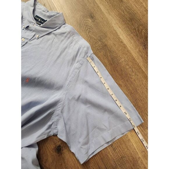 Polo ralph lauren Linen blend 3XLT TALL Blue Mens button up shirt Pink Pony SS - Picture 8 of 10